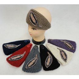 48 Wholesale Hand Knitted Ear Band [beaded Leaf]