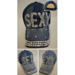 30 Wholesale Denim Strapback Hat With Bling Bling [sexy]