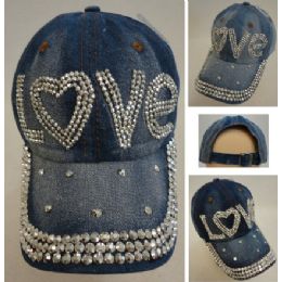 30 of Denim Strapback Hat With Bling Bling [love]