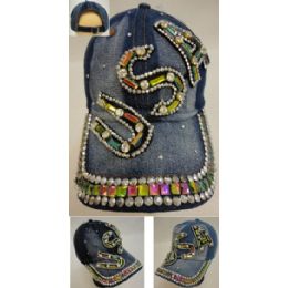 48 Wholesale Denim Hat With Bling [usa]