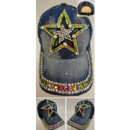 30 Wholesale Denim Hat With Bling [star]