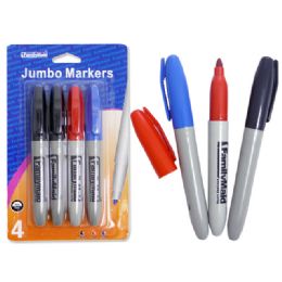 96 Wholesale Markers Jumbo 4pcbc. Black Blue Red
