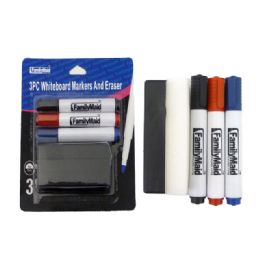 48 Wholesale Marker 3pc+eraser Water Board 1.7*4.3" Packing 1/pc