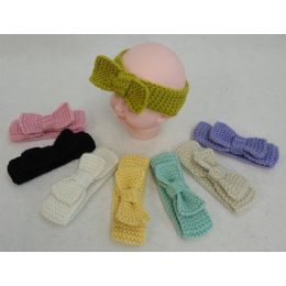 48 Wholesale Baby Hand Knitted Ear Band Bow Loop