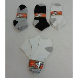 60 Wholesale Ladies/teen Ankle Socks 9-11[gray Or Black Toe And Heel]