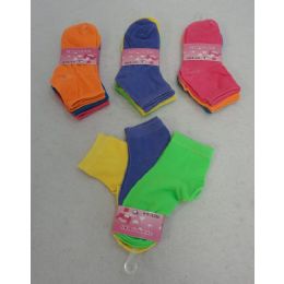 60 Units of Girl's Anklet Socks 4-6[solid Colors] - Girls Ankle Sock