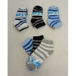 60 Units of Boy's Anklet Socks 6-8[stripes] - Boys Ankle Sock