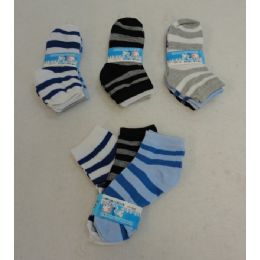 60 Pairs Boy's Anklet Socks 4-6[stripes] - Boys Ankle Sock