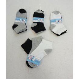 60 Units of Boy's Anklet Socks 4-6[gray Or Black Toe And Heel] - Boys Ankle Sock
