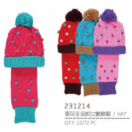 48 Wholesale Kids Winter Set Hat And Scarf With Plush Material Inside Hat