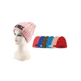 72 Pieces Studded New York Adult Hat - Winter Beanie Hats