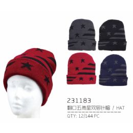 48 Pieces Stars And Stripes Winter Hat - Winter Beanie Hats