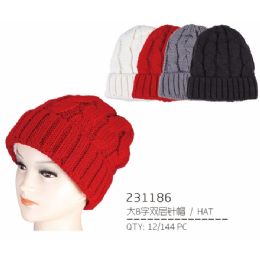48 Wholesale Thick Assorted Color Winter Hat With Fleece Lining