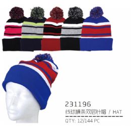 48 Pieces Color Stripe Winter Hat - Fashion Winter Hats