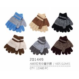 72 Pairs Kids Assorted Color Winter Gloves With Fur Lining - Kids Winter Gloves