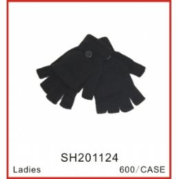 144 Wholesale Ladies' Fingerless Gloves With Mitt Cover