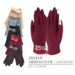 72 Wholesale Lady's Winter Touch Glove With Diamond Ring Design