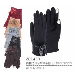 72 Wholesale Lady's Winter Touch Glove With Faux Leather
