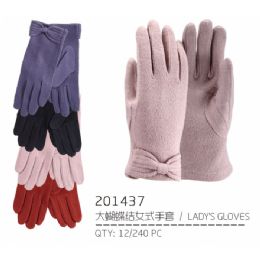 72 Pairs Ladies Touch Gloves With Bow - Knitted Stretch Gloves