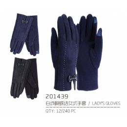48 Pairs Lady's Winter Glove With Design - Knitted Stretch Gloves