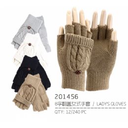 60 Pairs Lady's Fingerless Glove With Cover - Knitted Stretch Gloves
