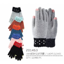 60 Pairs Lady's Assorted Color Glove - Knitted Stretch Gloves