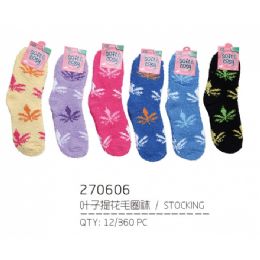 144 Pairs Assorted Color Fuzzy Socks Size 9-11 (woman) - Womens Fuzzy Socks