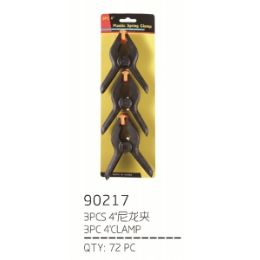 72 Wholesale 3 Piece Spring Clamp 4"