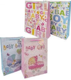 144 Wholesale BABY SHOWER XL Gift Bag GLOSSY