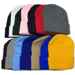 60 Pieces Plain Solid Knit Ski Hat - Winter Hats