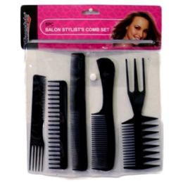144 Pieces 5pc Salon Stylists Comb Set Blister Card - Hair Rollers