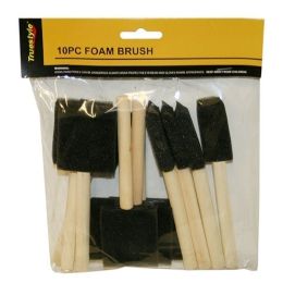 96 Wholesale 10 Piece Foam Brush With Wooden Handle