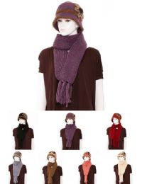 24 Wholesale Ladies Winter 2 Piece Hat And Scarf Knit Set