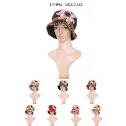 24 Pieces Womans Winter Hat Flower Design - Winter Hats
