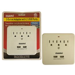 24 of 3 Outlet Adapter With 2 Usb Port