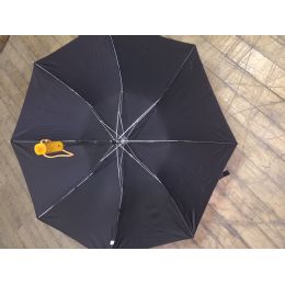 60 Wholesale All Black Umbrella. 18" Long When Closed Wooden Handle