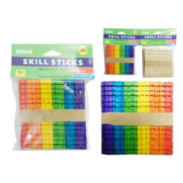 144 Units of 100 Piece Grooved Craft Skill Sticks - Craft Wood Sticks and Dowels