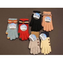 24 Wholesale Ladies Trim Cuff Fashion Winter Gloves
