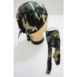 72 Pieces Wholesale Skull Caps Motorcycle Hats Fabric Camo Print - Bandages and Support Wraps