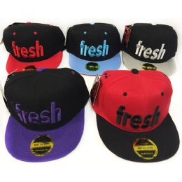 48 Wholesale Wholesale Snap Back Flat Bill Fresh Assorted Colors Hats