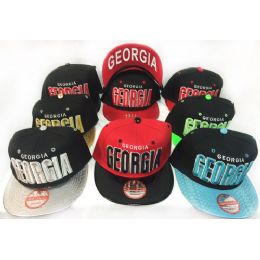 48 Wholesale Wholesale Snap Back Flat Bill Georgia Assorted Color Hats