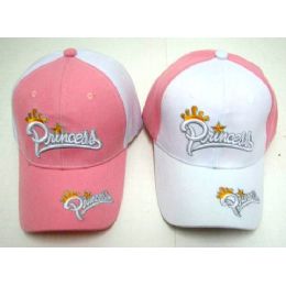 48 Wholesale Wholesale Adjustable Baseball Hat Princess With Crown Two Tone