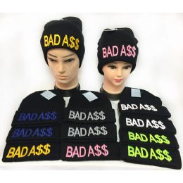 36 Wholesale "bad A$$" Winter Knitted Beanie Hat Toboggan Hats