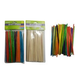 144 Wholesale Assorted Color Craft Sticks