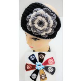 48 Wholesale Wholesale Knitted Headbands With Two Tone Color Flower
