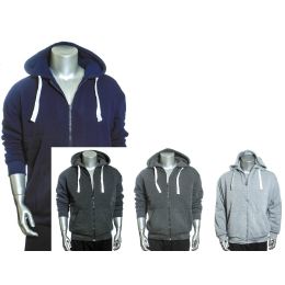 24 Pieces Men's Hooded Top Sherpa Lining - Mens Sweat Shirt