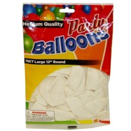 96 Pieces 10 Piece Standard White Balloons - Balloons & Balloon Holder