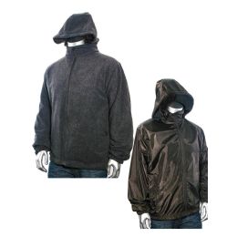 12 Pieces Men's Reversible Nylon Fleece Jacket 90% Poly 10% Cotton - Mens Jackets