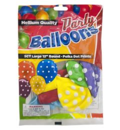 48 Wholesale 5PC POLKA DOT BALLOONS Assorted COLOR
