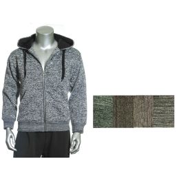 12 Wholesale Men's Melange Fleece Lined Hoody